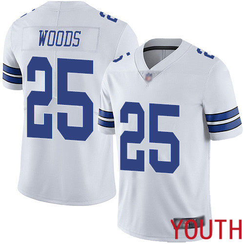 Youth Dallas Cowboys Limited White Xavier Woods Road #25 Vapor Untouchable NFL Jersey